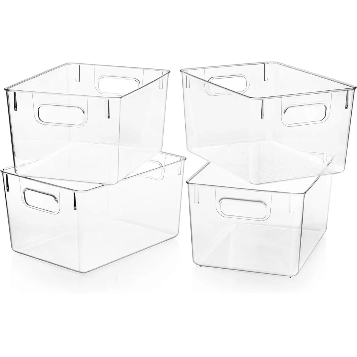 4-Pack Clear Pantry Organizer Bins, Stackable PET Plastic Storage Containers for Fridge, Cabinet, Kitchen and Home - product view 1