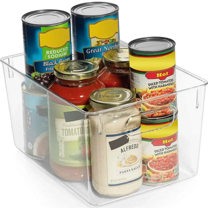 4-Pack Clear Pantry Organizer Bins, Stackable PET Plastic Storage Containers for Fridge, Cabinet, Kitchen and Home - product view 5
