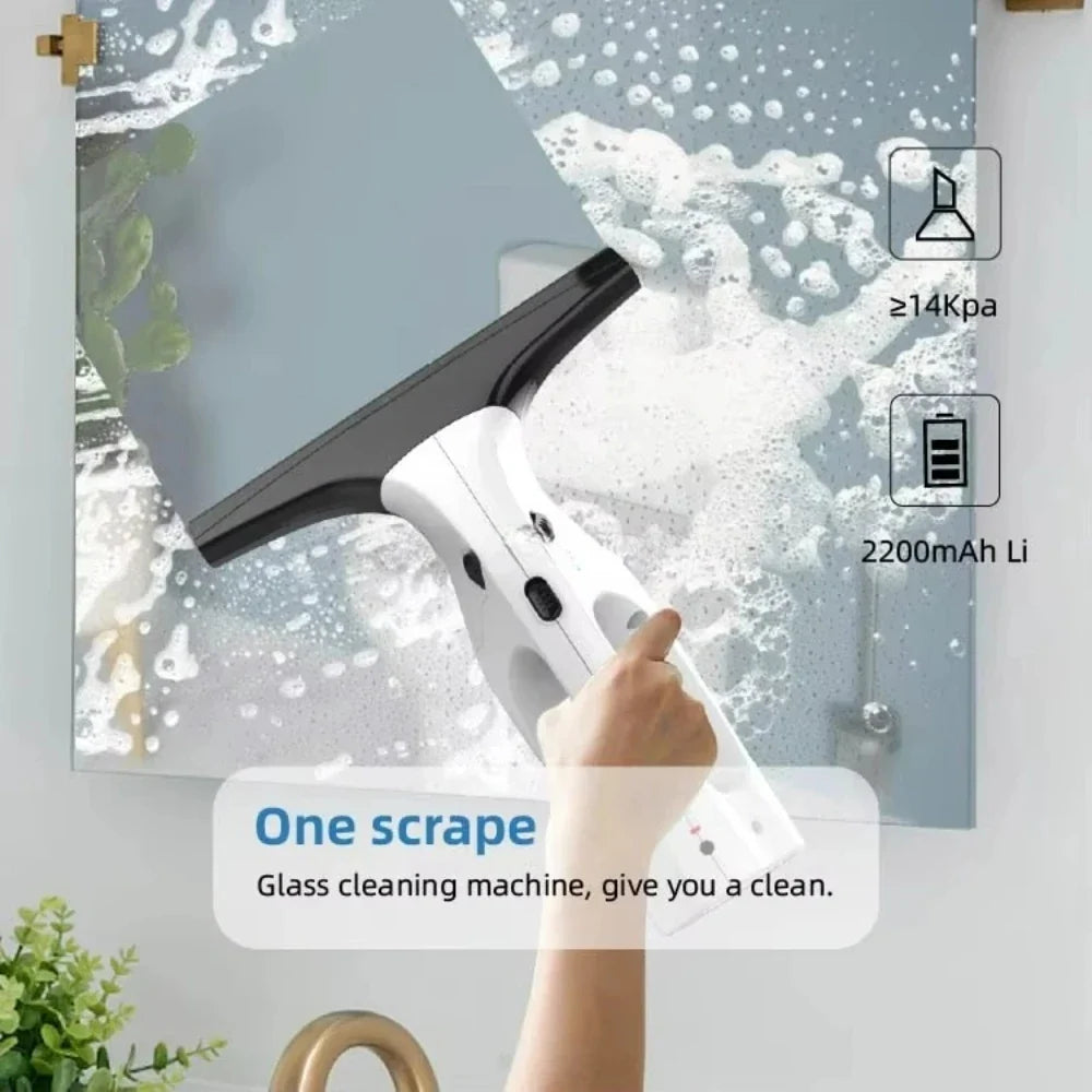 Cordless Rechargeable Window Vacuum Squeegee, Electric Window Cleaner, Two-Piece Set, White 3.7-AU for Windows - product view 4