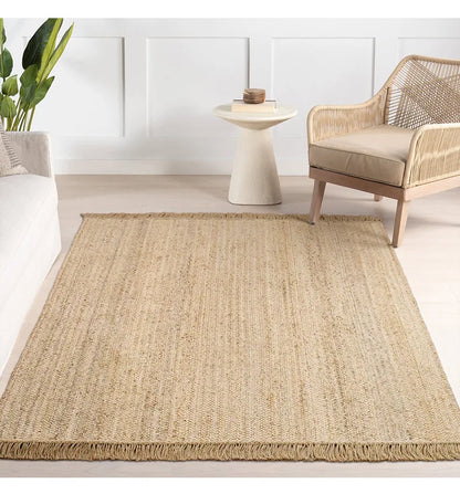 Hand-Woven Jute Rug with Rubber Backing, Natural-Look Non-Slip Carpet for Bedroom, Living Room or Dining Area - product view 3