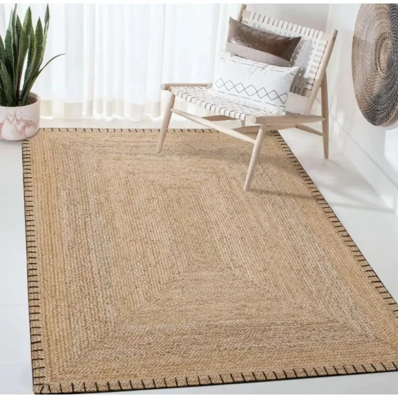 Hand-Woven Jute Rug with Rubber Backing, Natural-Look Non-Slip Carpet for Bedroom, Living Room or Dining Area - product view 5