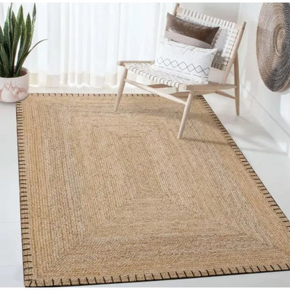 Hand-Woven Jute Rug with Rubber Backing, Natural-Look Non-Slip Carpet for Bedroom, Living Room or Dining Area - product view 5