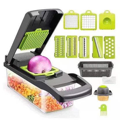 Adjustable Mandoline Slicer, 7 Interchangeable Blades, Food Container, Safe Pusher and Cleaning Brush for Vegetable Prep - product view 3