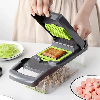 Adjustable Mandoline Slicer, 7 Interchangeable Blades, Food Container, Safe Pusher and Cleaning Brush for Vegetable Prep - product view 5