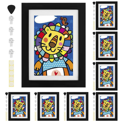 8-Piece Children's Art Display Frame Set, Wood Front-Opening Gallery Frames with 0.6-Inch Storage for Wall or Desk - product view 2