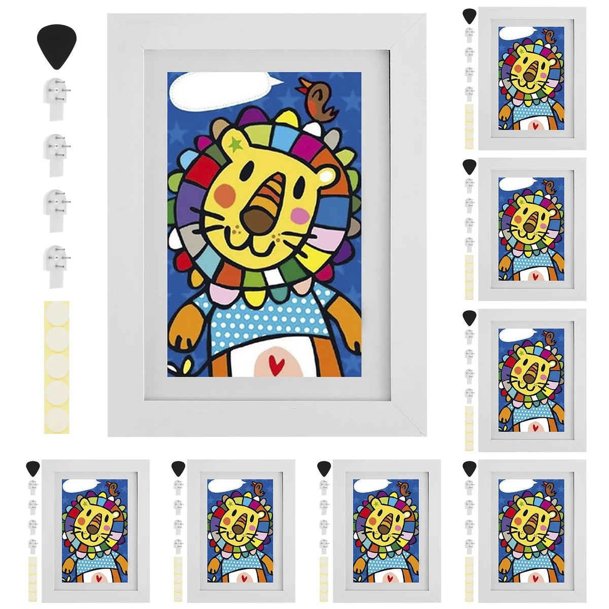 8-Piece Children's Art Display Frame Set, Wood Front-Opening Gallery Frames with 0.6-Inch Storage for Wall or Desk - product view 3