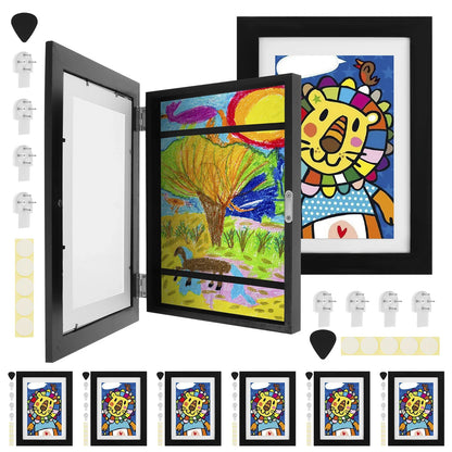 8-Piece Children's Art Display Frame Set, Wood Front-Opening Gallery Frames with 0.6-Inch Storage for Wall or Desk - product view 4