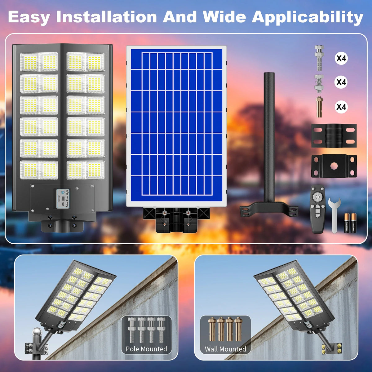 Solar LED Flood Light with Motion Sensor, Remote Control, 3 Brightness Modes and 12–18 Hour Use for Yard and Patio - product view 4