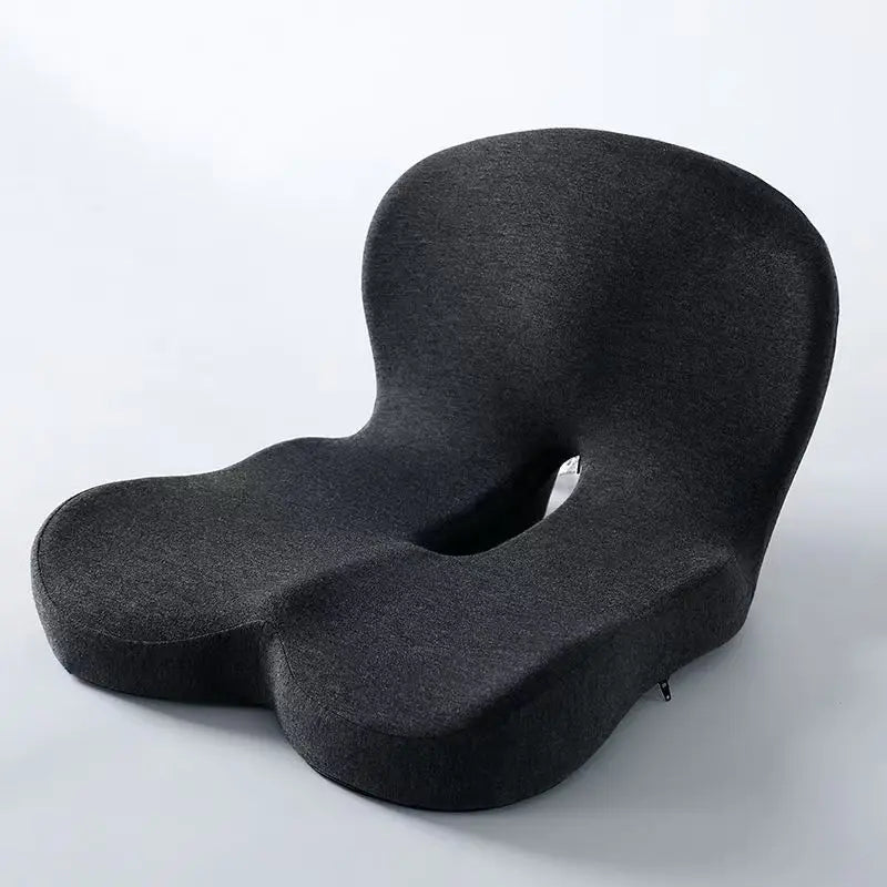 Memory Foam Seat Cushion, U-Shape Ergonomic Chair Pad in Solid Black or Dark Gray, 42x42cm for Home and Office Seating - product view 1