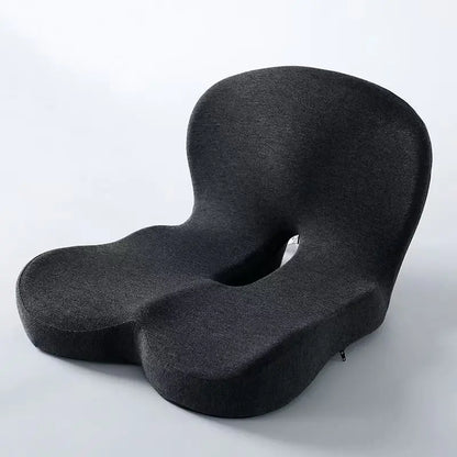 Memory Foam Seat Cushion, U-Shape Ergonomic Chair Pad in Solid Black or Dark Gray, 42x42cm for Home and Office Seating - product view 1