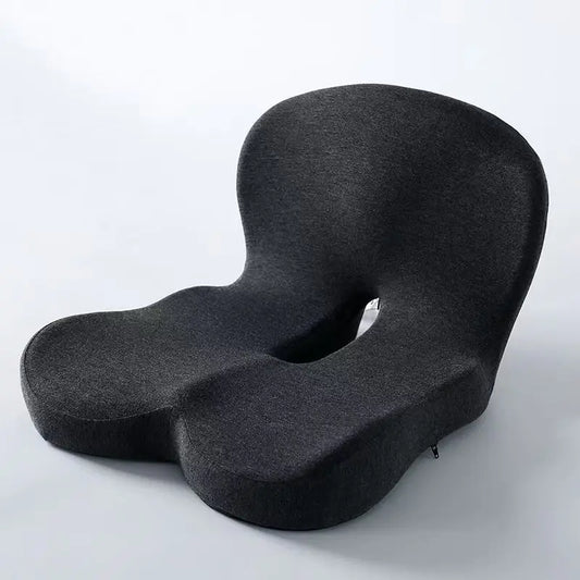 Memory Foam Seat Cushion, U-Shape Ergonomic Chair Pad in Solid Black or Dark Gray, 42x42cm for Home and Office Seating - product view 1
