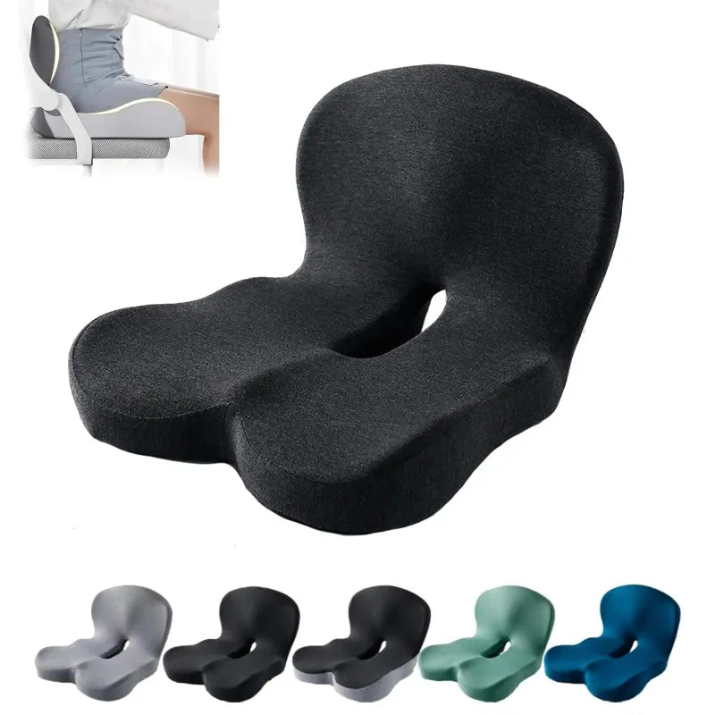 Memory Foam Seat Cushion, U-Shape Ergonomic Chair Pad in Solid Black or Dark Gray, 42x42cm for Home and Office Seating - product view 3