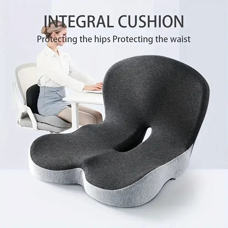 Memory Foam Seat Cushion, U-Shape Ergonomic Chair Pad in Solid Black or Dark Gray, 42x42cm for Home and Office Seating - product view 4