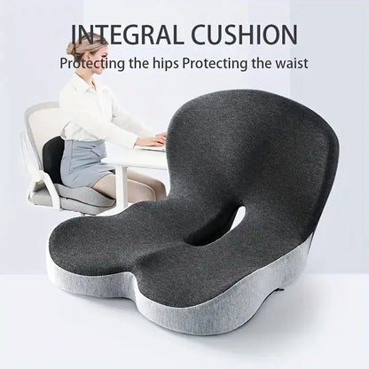 Memory Foam Seat Cushion, U-Shape Ergonomic Chair Pad in Solid Black or Dark Gray, 42x42cm for Home and Office Seating - product view 4