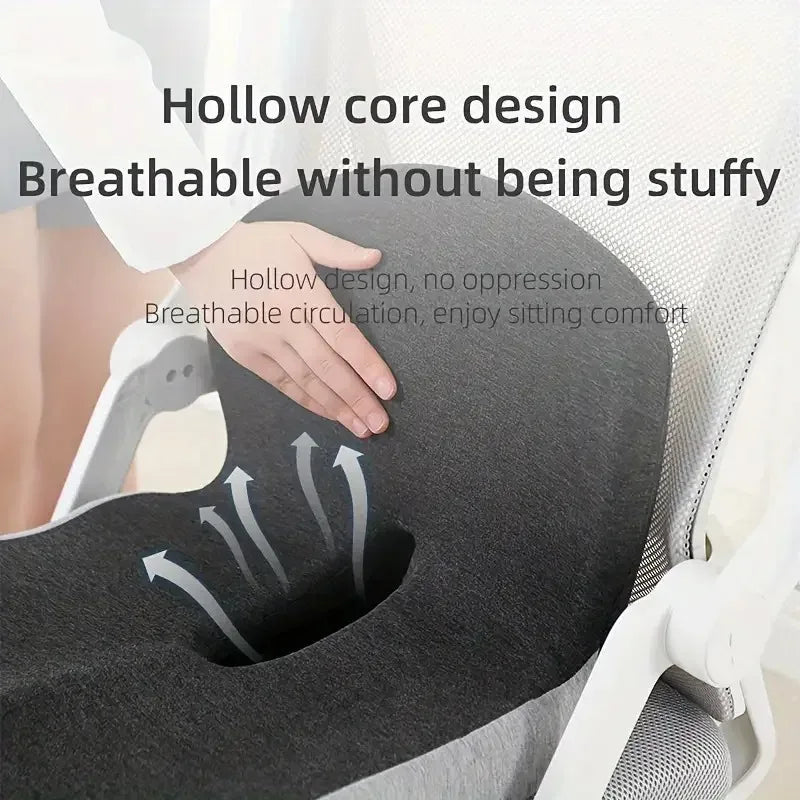 Memory Foam Seat Cushion, U-Shape Ergonomic Chair Pad in Solid Black or Dark Gray, 42x42cm for Home and Office Seating - product view 6