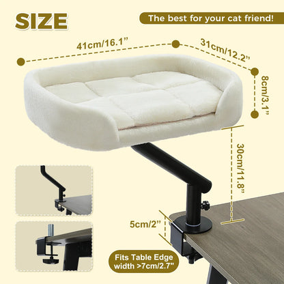 Rotating Cat Desk Bed, Adjustable Clamp-On Table Perch, Soft Plush Breathable Hammock, M Size, Supports up to 50 lb - product view 2