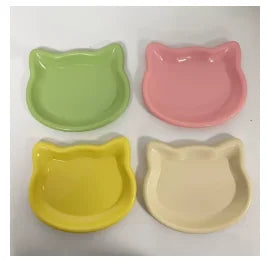 Rounded Plastic Cat Bowl, Anti-Black-Nose Design, 4-Piece Random Color Set for Dwarf Cats and Everyday Feeding - product view 1