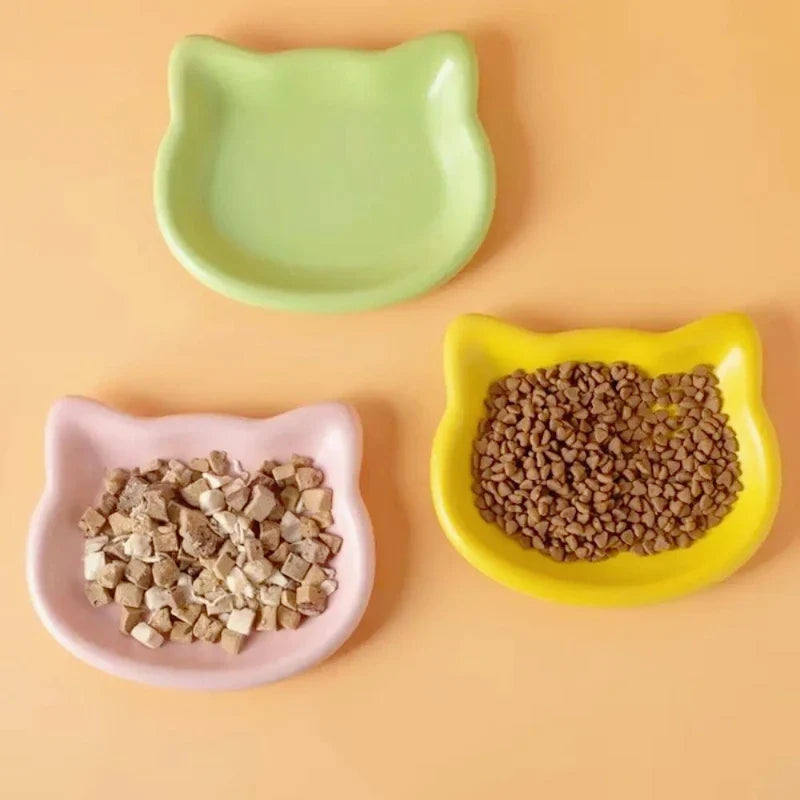 Rounded Plastic Cat Bowl, Anti-Black-Nose Design, 4-Piece Random Color Set for Dwarf Cats and Everyday Feeding - product view 2