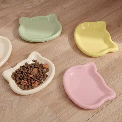 Rounded Plastic Cat Bowl, Anti-Black-Nose Design, 4-Piece Random Color Set for Dwarf Cats and Everyday Feeding - product view 3