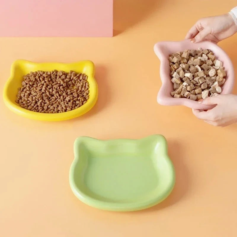Rounded Plastic Cat Bowl, Anti-Black-Nose Design, 4-Piece Random Color Set for Dwarf Cats and Everyday Feeding - product view 4
