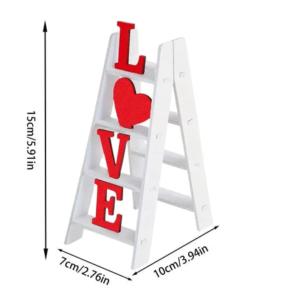 Decorative Ladder, Tabletop LOVE Valentine Ornament, White Plastic Accent for Coffee Table, Mantel or Desk - product view 1