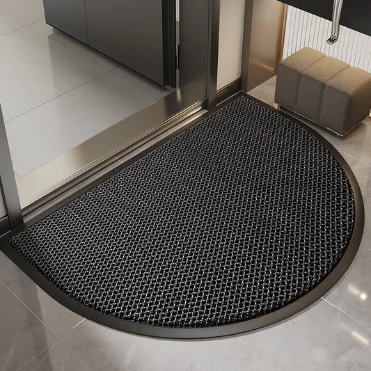 Half-Round PVC Rubber Door Mat, Non-Slip Waterproof Dirt-Trapping Modern Floor Rug, Gray, 45x75cm or 60x90cm - product view 1