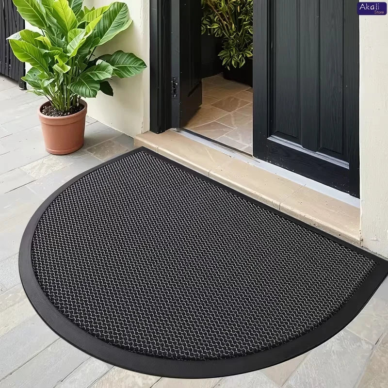 Half-Round PVC Rubber Door Mat, Non-Slip Waterproof Dirt-Trapping Modern Floor Rug, Gray, 45x75cm or 60x90cm - product view 3