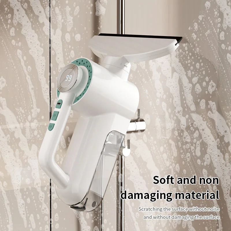 Cordless Window Vacuum Squeegee, Electric Rechargeable Glass Cleaner with Sponge Blade, Portable Tool in Black, Silver or White - product view 4