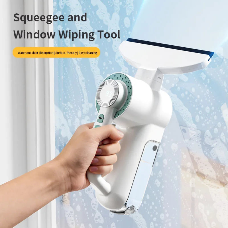 Cordless Window Vacuum Squeegee, Electric Rechargeable Glass Cleaner with Sponge Blade, Portable Tool in Black, Silver or White - product view 6