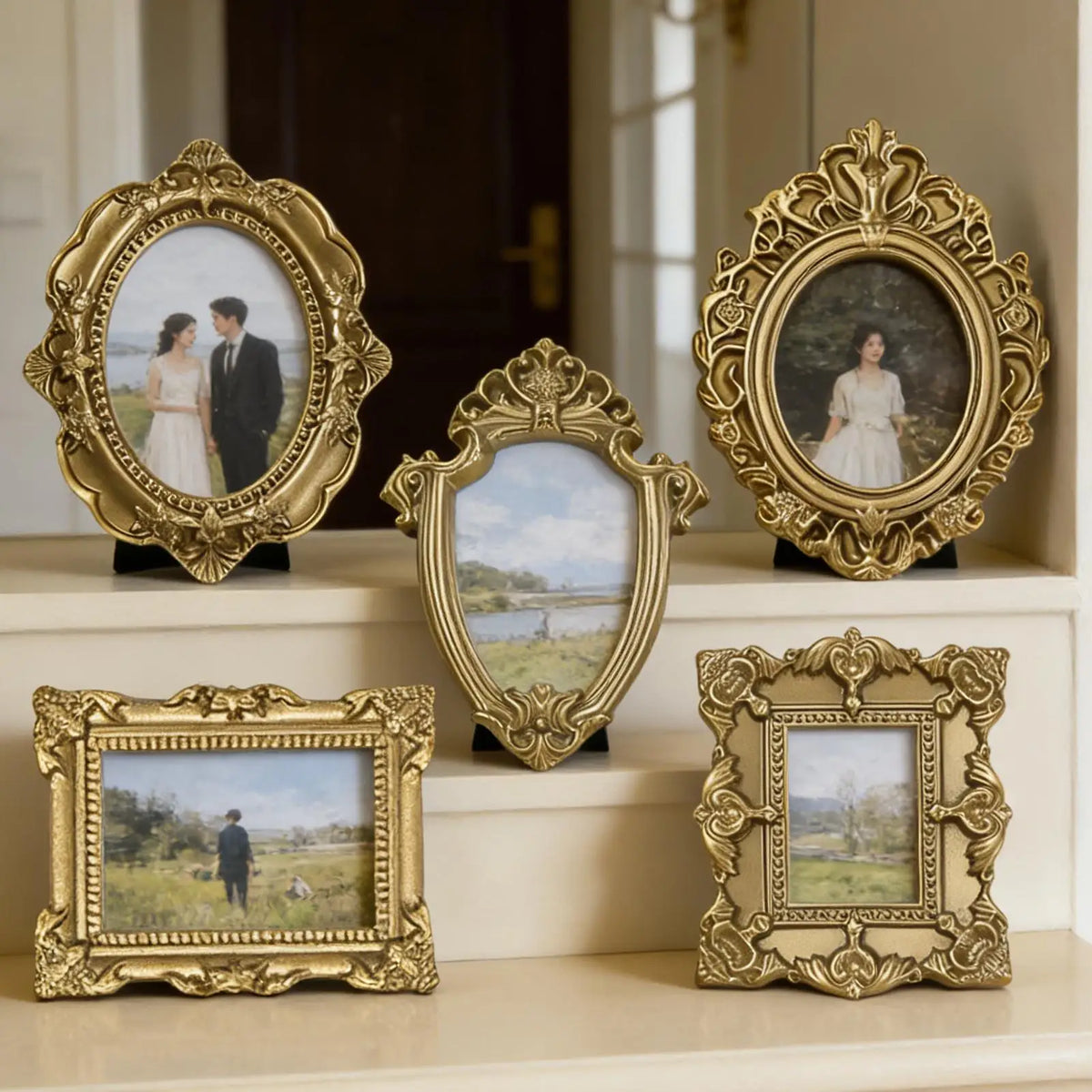 Mini Round Picture Frame, Classic Plastic Decorative Frame for Tabletop Displays and Creative Home Décor - product view 3