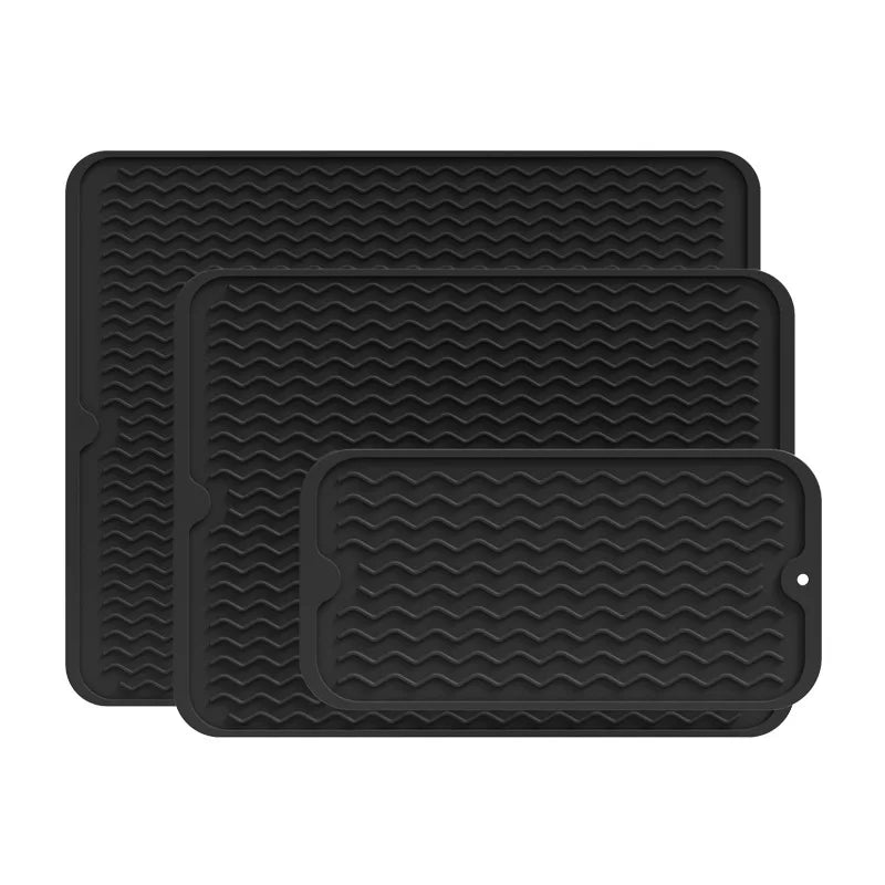 Silicone Dish Drying Mat, Non-Slip Heatproof Rectangle Countertop Protector, Multiple Sizes for Kitchen Use - product view 3