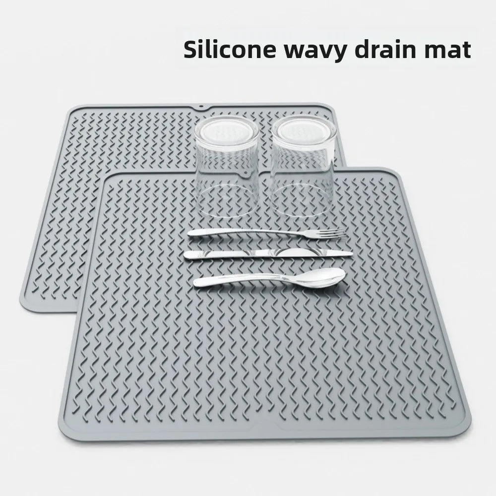 Silicone Dish Drying Mat, Non-Slip Heatproof Rectangle Countertop Protector, Multiple Sizes for Kitchen Use - product view 6