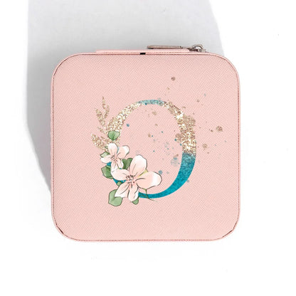 Travel Jewelry Organizer, Zipper Closure, PU Leather Alphabet Print Jewelry Display Case for Trips and Gift Giving - product view 4