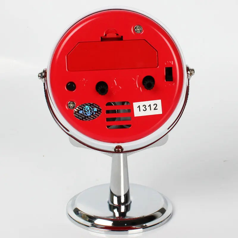 Metal Circular Mantel Clock, Compact Quartz-Style Bedside Timepiece in Beige or Red for Bedroom and Home Décor - product view 5