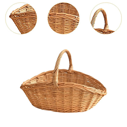 Woven Picnic Basket with Handle, Multi-Use Waterproof Wood Storage Basket, Small or Large Easter Basket and Plant Pot - product view 5