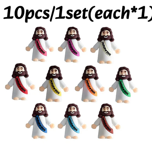 Mini Jesus Figurines, Plastic Easter Decorations and Religious Party Gifts, 10, 20, 30 or 50 Piece Sets - product view 1