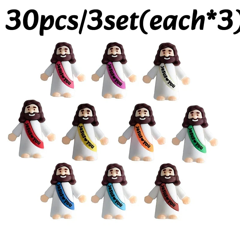 Mini Jesus Figurines, Plastic Easter Decorations and Religious Party Gifts, 10, 20, 30 or 50 Piece Sets - product view 2