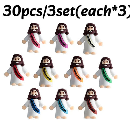 Mini Jesus Figurines, Plastic Easter Decorations and Religious Party Gifts, 10, 20, 30 or 50 Piece Sets - product view 2