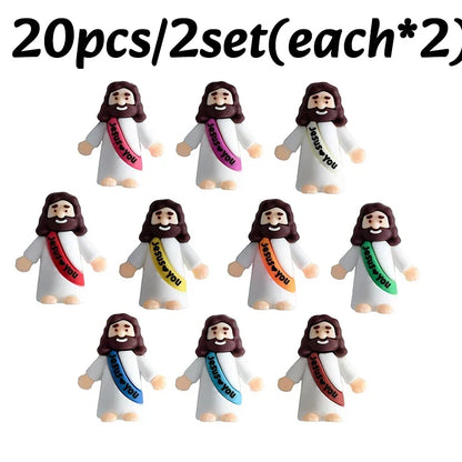 Mini Jesus Figurines, Plastic Easter Decorations and Religious Party Gifts, 10, 20, 30 or 50 Piece Sets - product view 3