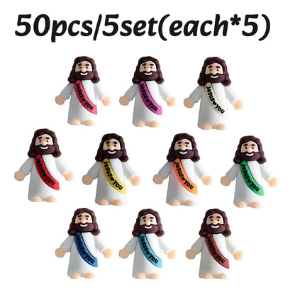 Mini Jesus Figurines, Plastic Easter Decorations and Religious Party Gifts, 10, 20, 30 or 50 Piece Sets - product view 5