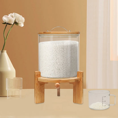 5L Airtight Cereal Container with Measuring Cup, Clear Grain Dispenser with Manual Flow Valve for Rice, Flour and Pet Food - product view 6