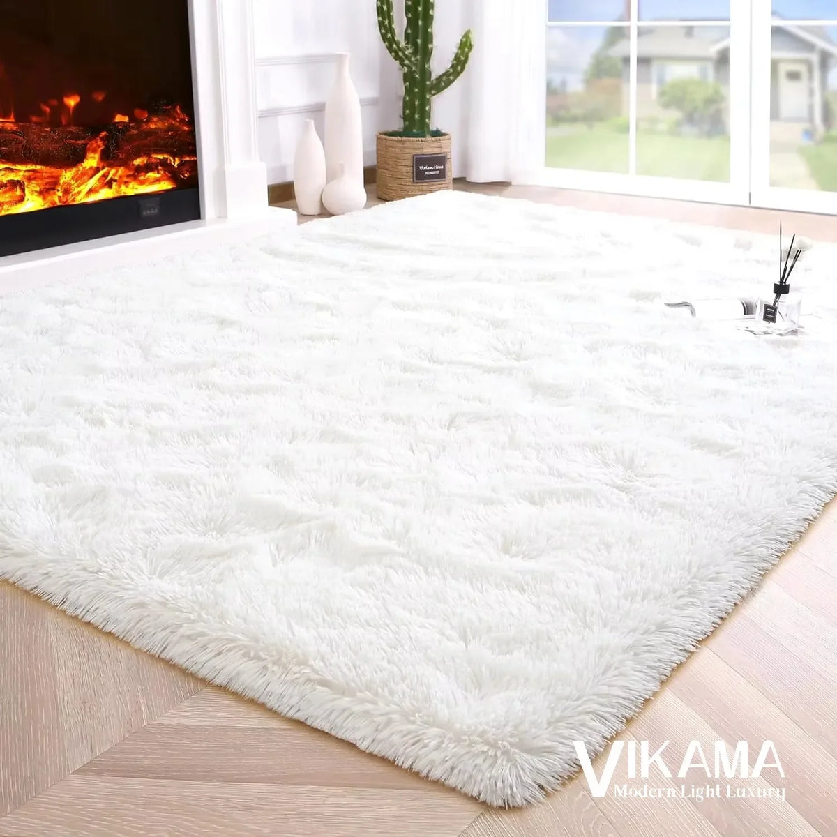 Rectangular Shag Rug, 100% Polyester Crystal Velvet Plush Carpet with PVC Backing, Non-Slip Sizes for Bedroom and Living Room - product view 2