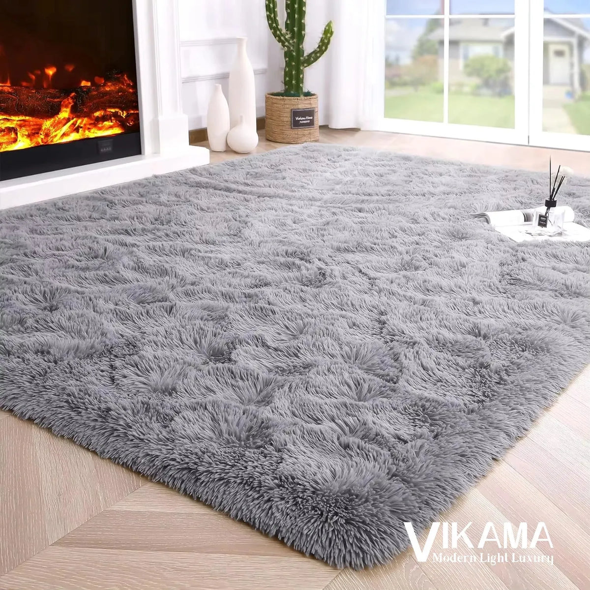 Rectangular Shag Rug, 100% Polyester Crystal Velvet Plush Carpet with PVC Backing, Non-Slip Sizes for Bedroom and Living Room - product view 4