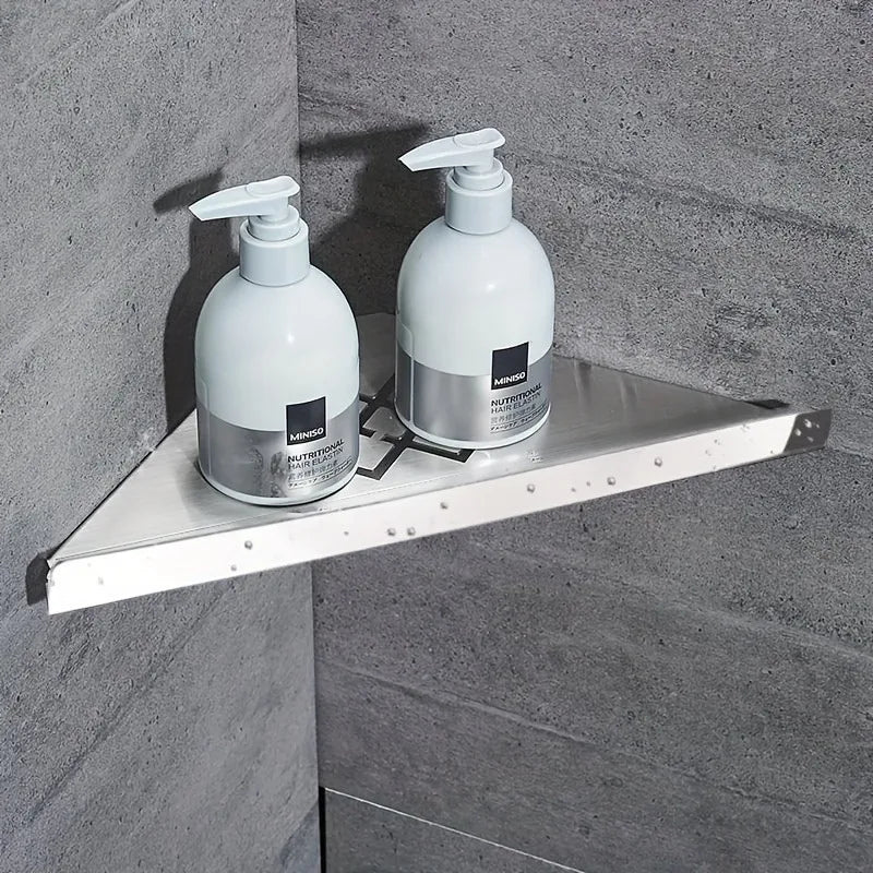 Metal Corner Shower Shelf, Triangle Bathroom Caddy, Silver 1-Piece or 2-Piece Storage Basket Set - product view 5