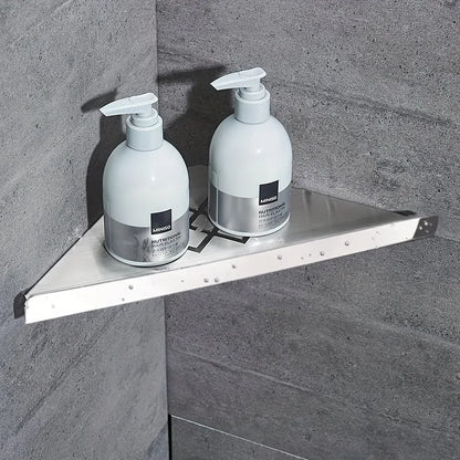 Metal Corner Shower Shelf, Triangle Bathroom Caddy, Silver 1-Piece or 2-Piece Storage Basket Set - product view 5