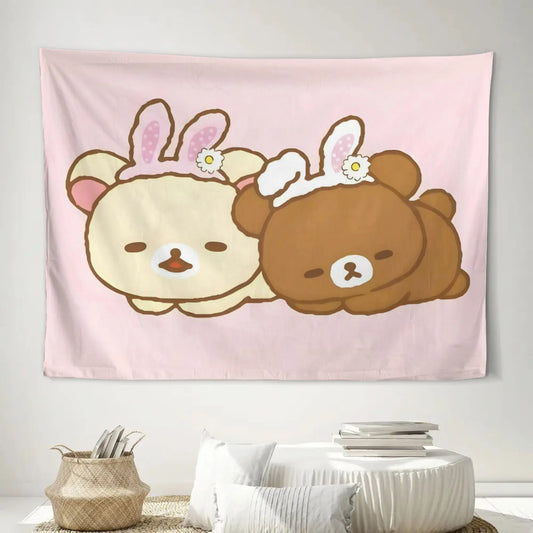 Cute Cartoon Bear Tapestry, Printed Flat Wall Hanging Décor for Living Room, Bedroom, Kids Room, Gaming Room or Dorm - product view 1