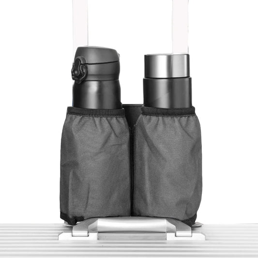 Luggage Cup Holder, Hands-Free Portable Storage for Suitcase Handles, 17 × 15 cm, Oxford Fabric, Grey or Blue - product view 1