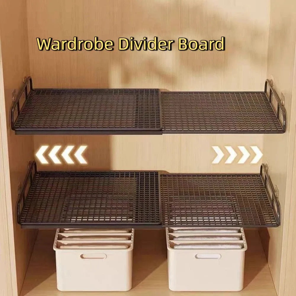 Expandable Cabinet Shelf Divider, Carbon Steel No-Drill Closet Organizer with Adjustable Width in Small, Medium or Large - product view 3