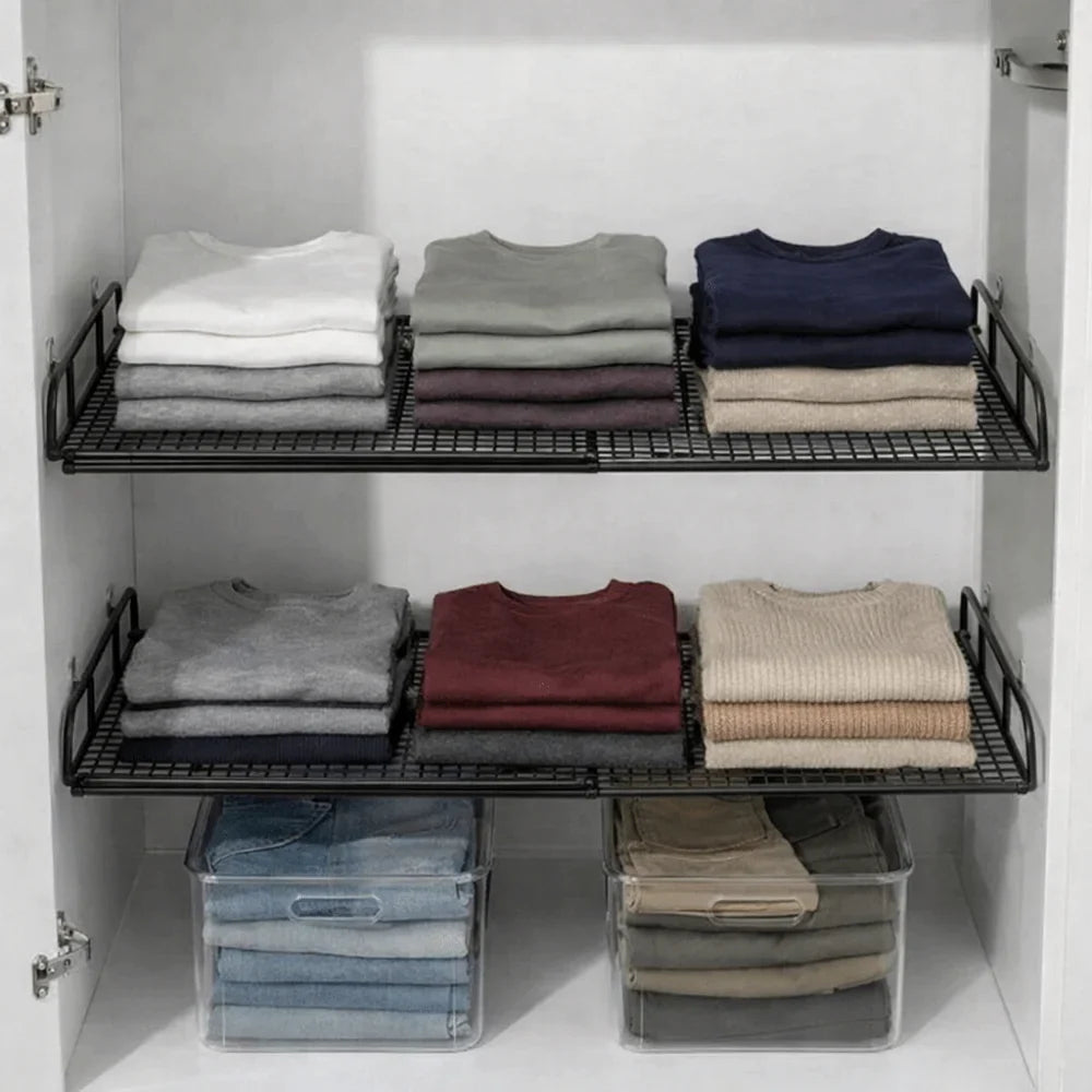 Expandable Cabinet Shelf Divider, Carbon Steel No-Drill Closet Organizer with Adjustable Width in Small, Medium or Large - product view 5