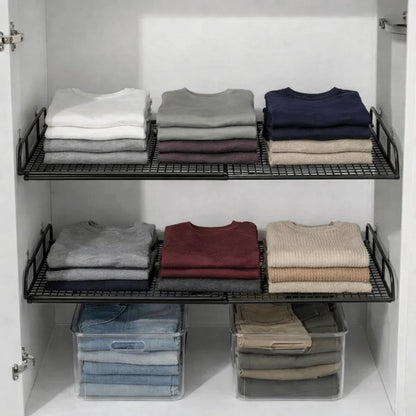Expandable Cabinet Shelf Divider, Carbon Steel No-Drill Closet Organizer with Adjustable Width in Small, Medium or Large - product view 5